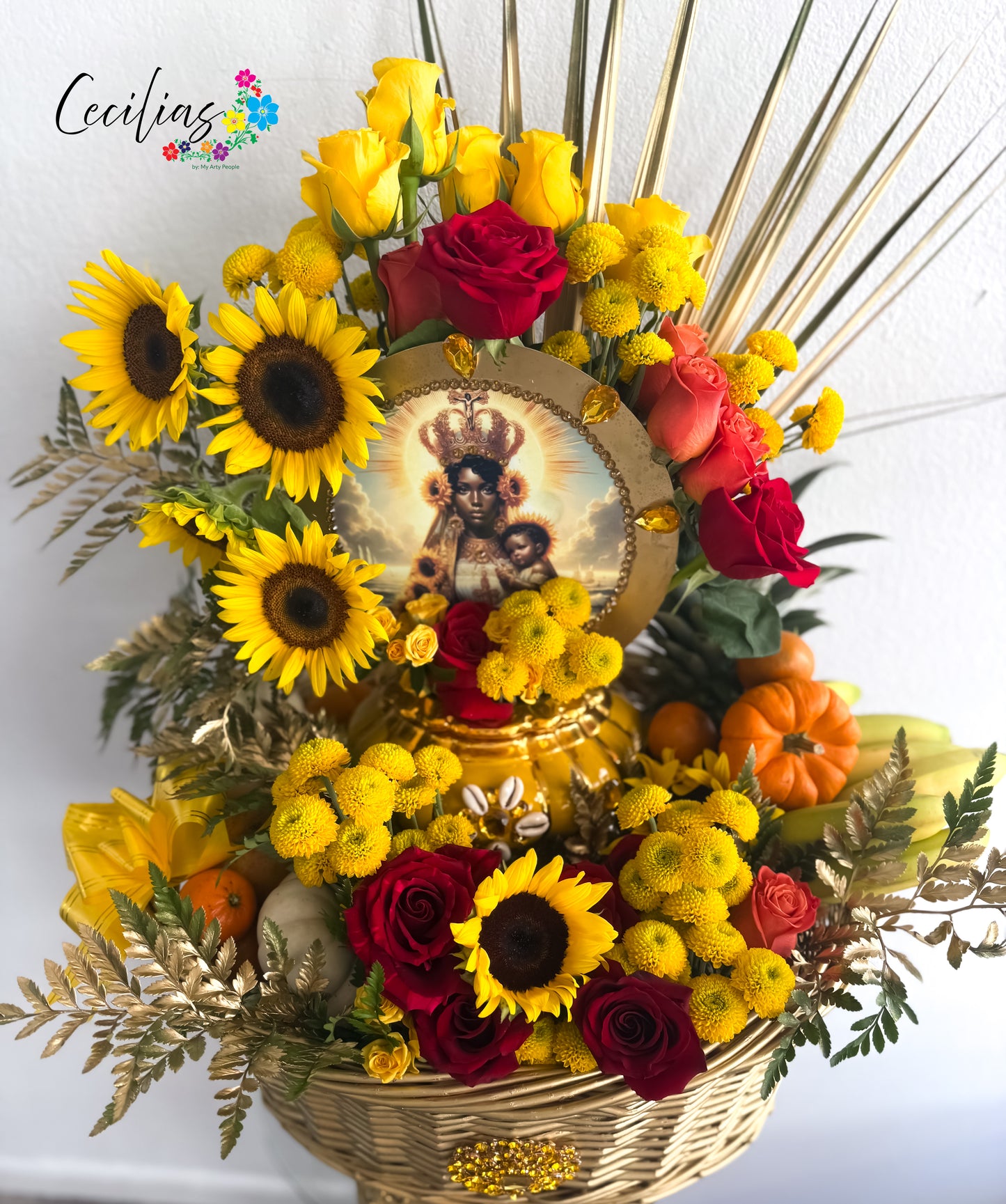 Canasta de Flores y Frutas